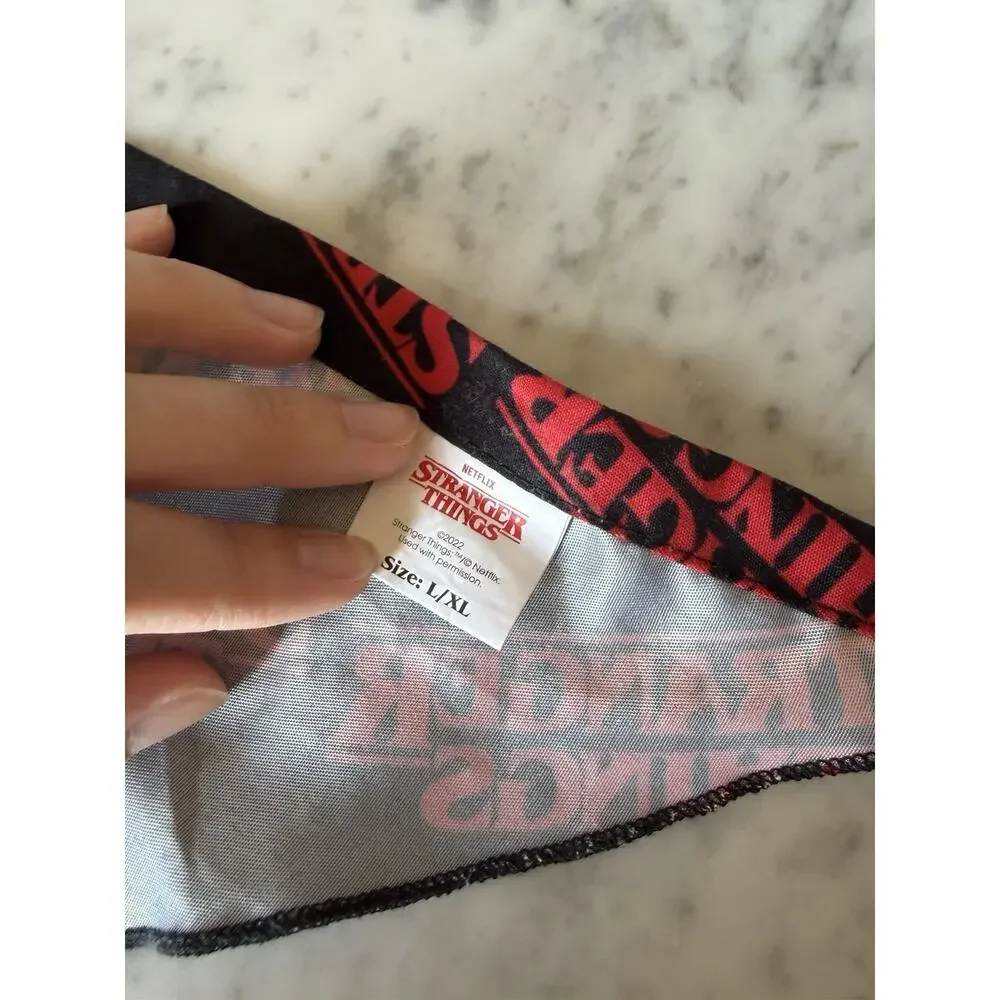 Stranger Things Official Licensed Dog Bandana Scarf Black Red Polyester L XL